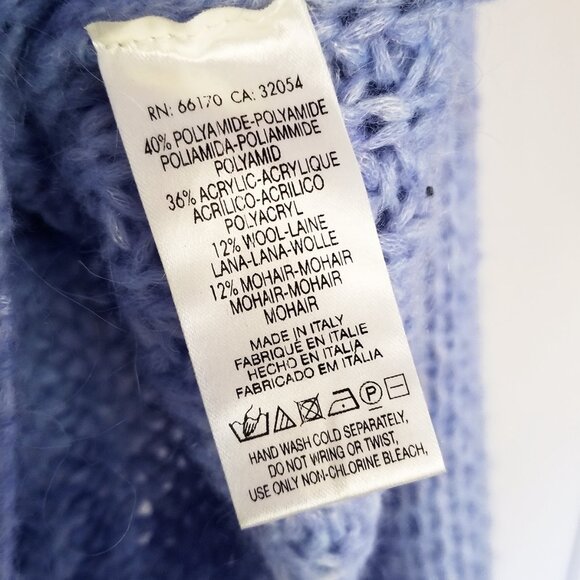 Anthropologie Moth Chunky Knit Mohair Wool Blend Sweater S Periwinkle Blue VNeck - Picture 10 of 16